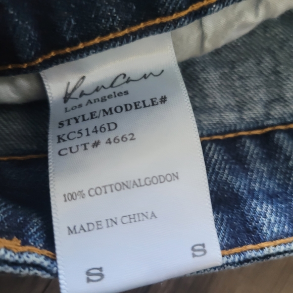 Kan can Distressed Denim Skirt with Frayed Hem Size S Blue Mini - Picture 6 of 6